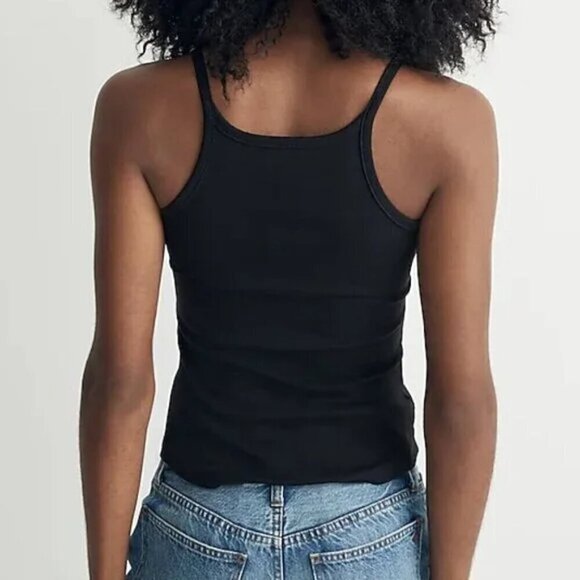 Madewell Brightside Supersoft Ribbed Fitted '90s Tank True Black Size XS NWT - Picture 2 of 8